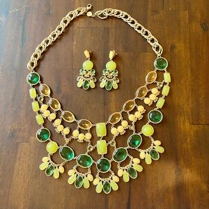 Liz Claiborne “Posh Palms” Bib Necklace and Earring Set